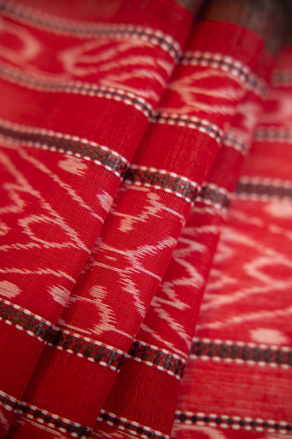 Vibrant Crimson Red body with ivory Tussar Silk Dupatta