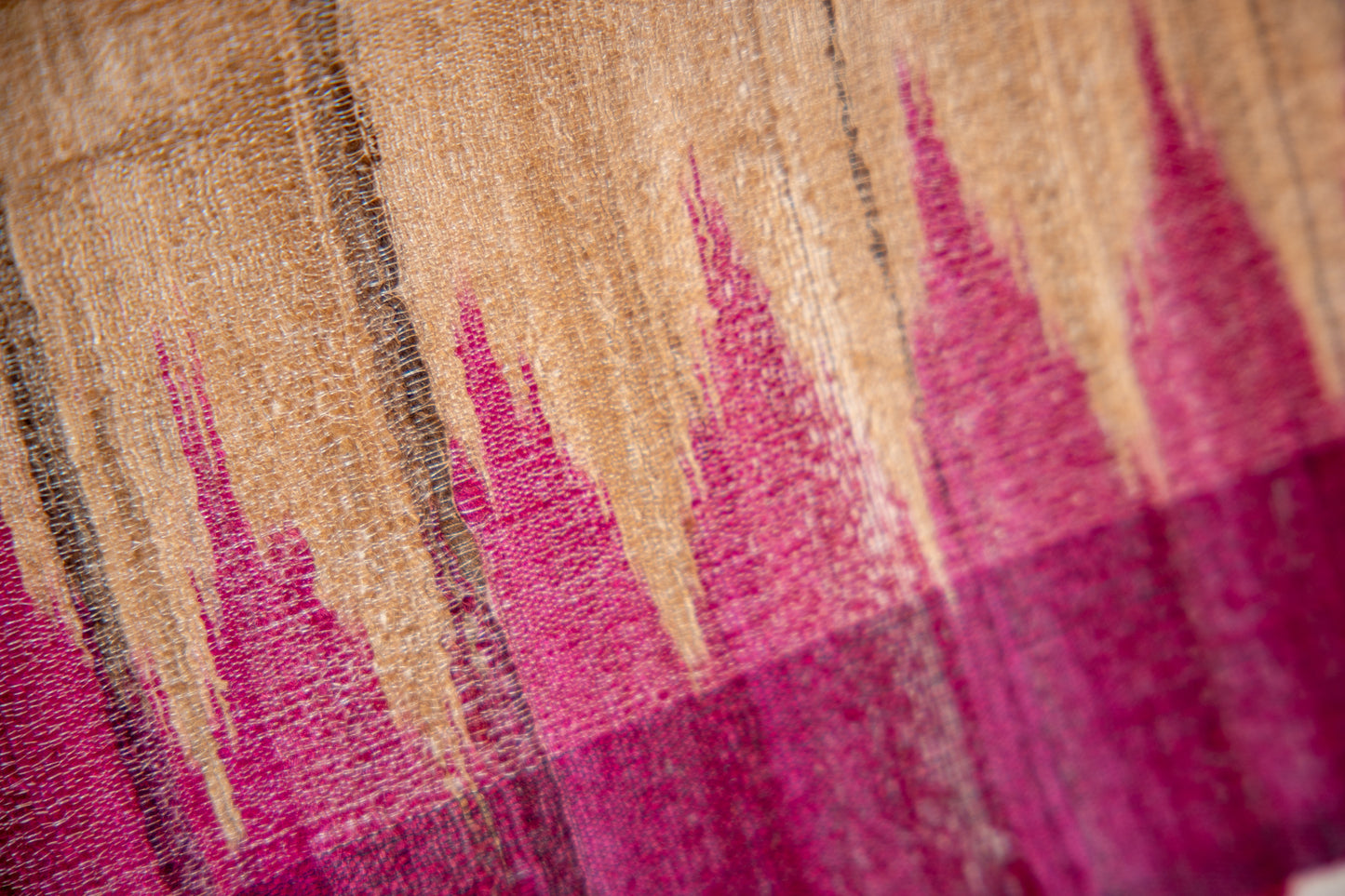 Rich Natural Tan-Beige with Deep Plum/Magenta Tussar Silk Dupatta