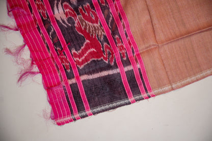 Charcoal Brown/Black Pink borders , Deep Pink and light Pink shades Tussar Silk Dupatta