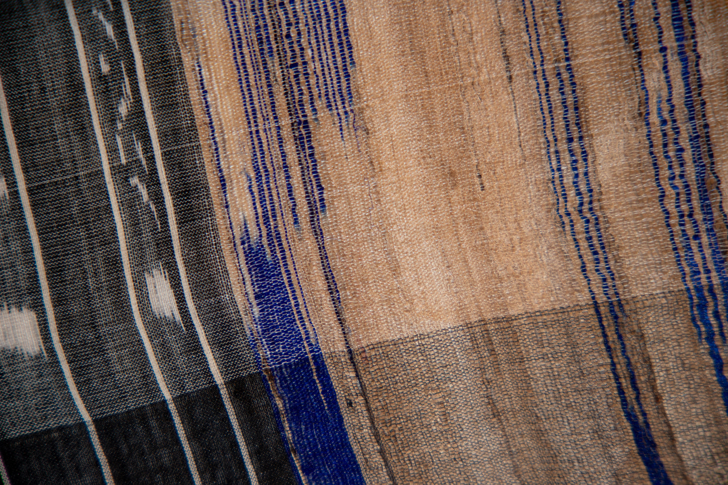 Beige with Charcoal Black/grey Tussar Silk Dupatta