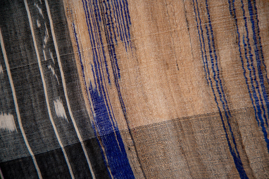 Beige with Charcoal Black/grey Tussar Silk Dupatta