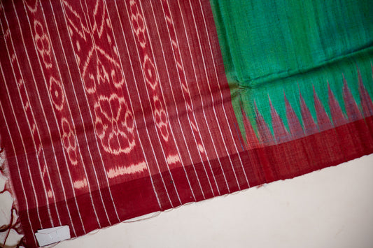Deep Wine/Maroon with off-white Tussar Silk Dupatta
