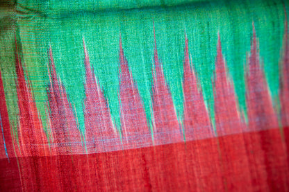 Deep Wine/Maroon with off-white Tussar Silk Dupatta