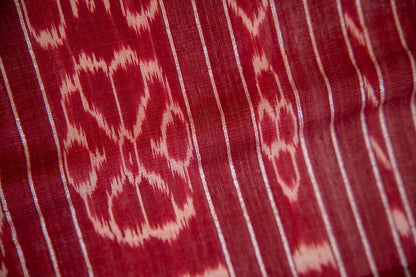 Deep Wine/Maroon with off-white Tussar Silk Dupatta