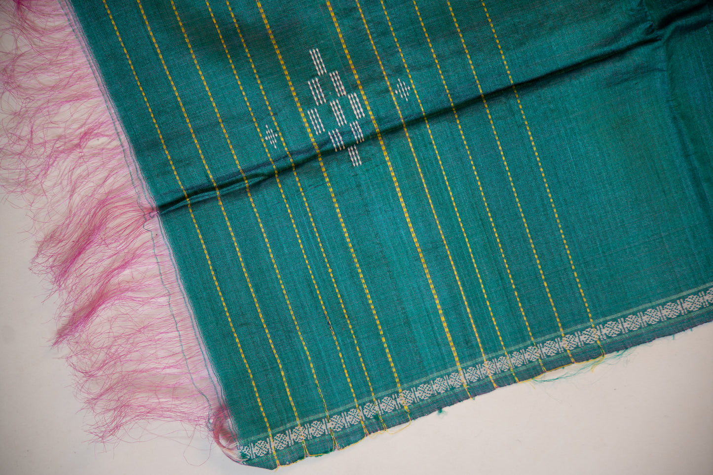Deep Teal with delicate metallic-gold Tussar Silk Dupatta