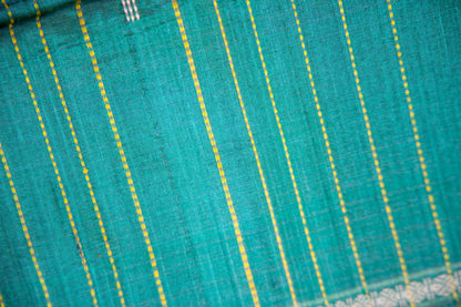 Deep Teal with delicate metallic-gold Tussar Silk Dupatta