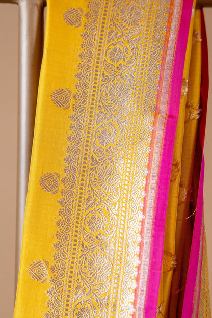 Pure Katan Banarasi Silk Saree With Small Motif - Atulyakarigari