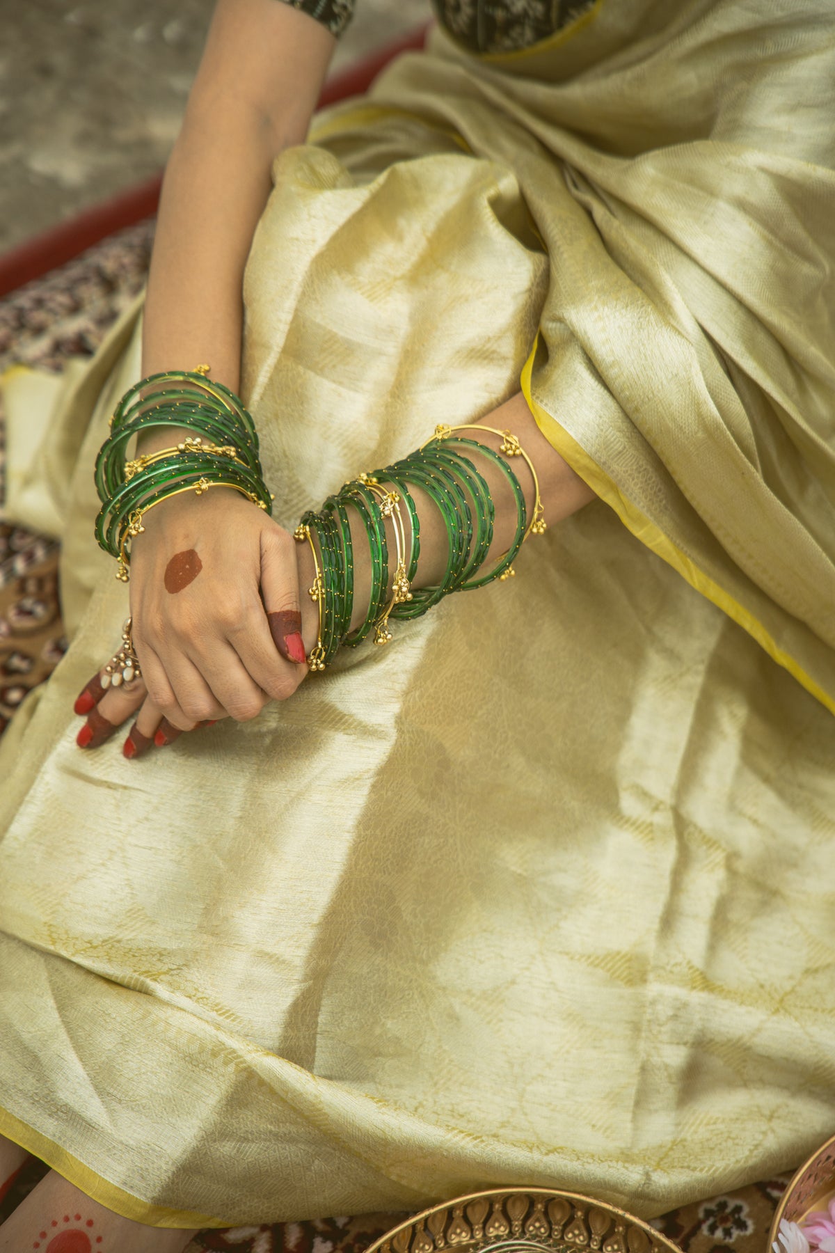 Antique Gold Tissue Silk Saree