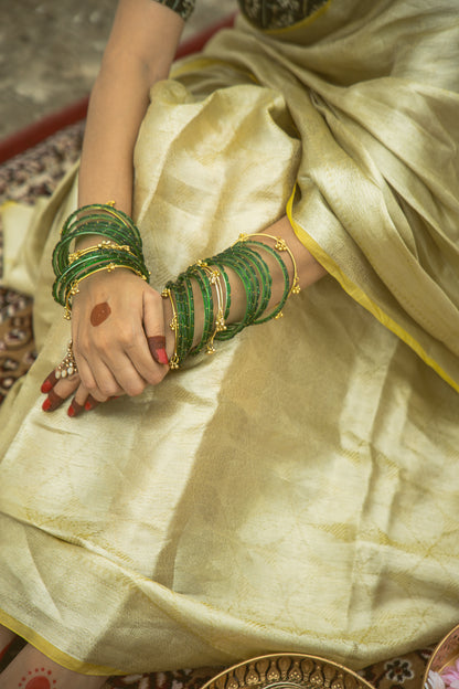 Antique Gold Tissue Silk Saree