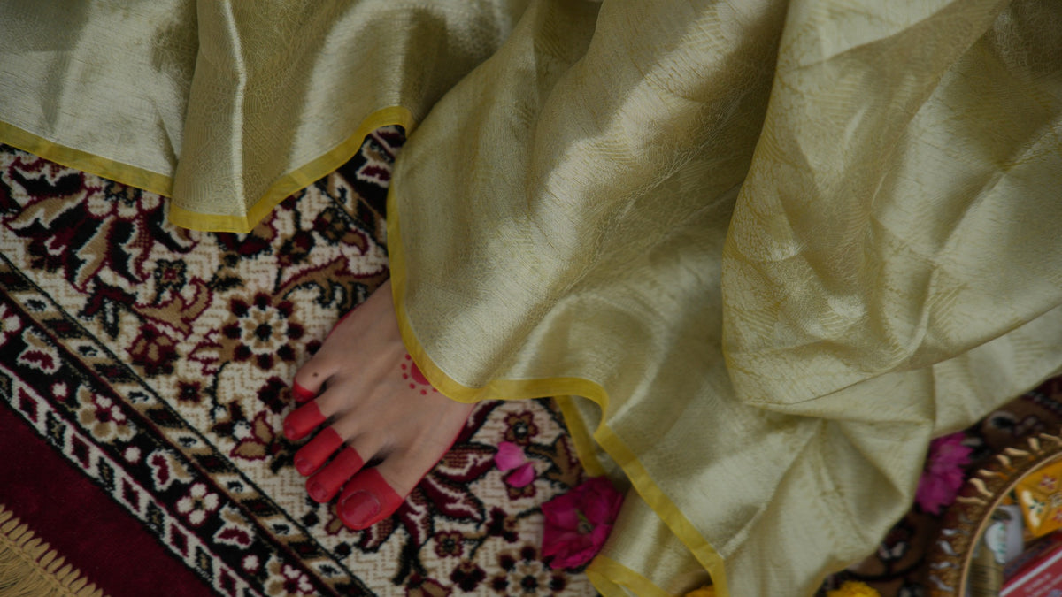 Antique Gold Tissue Silk Saree