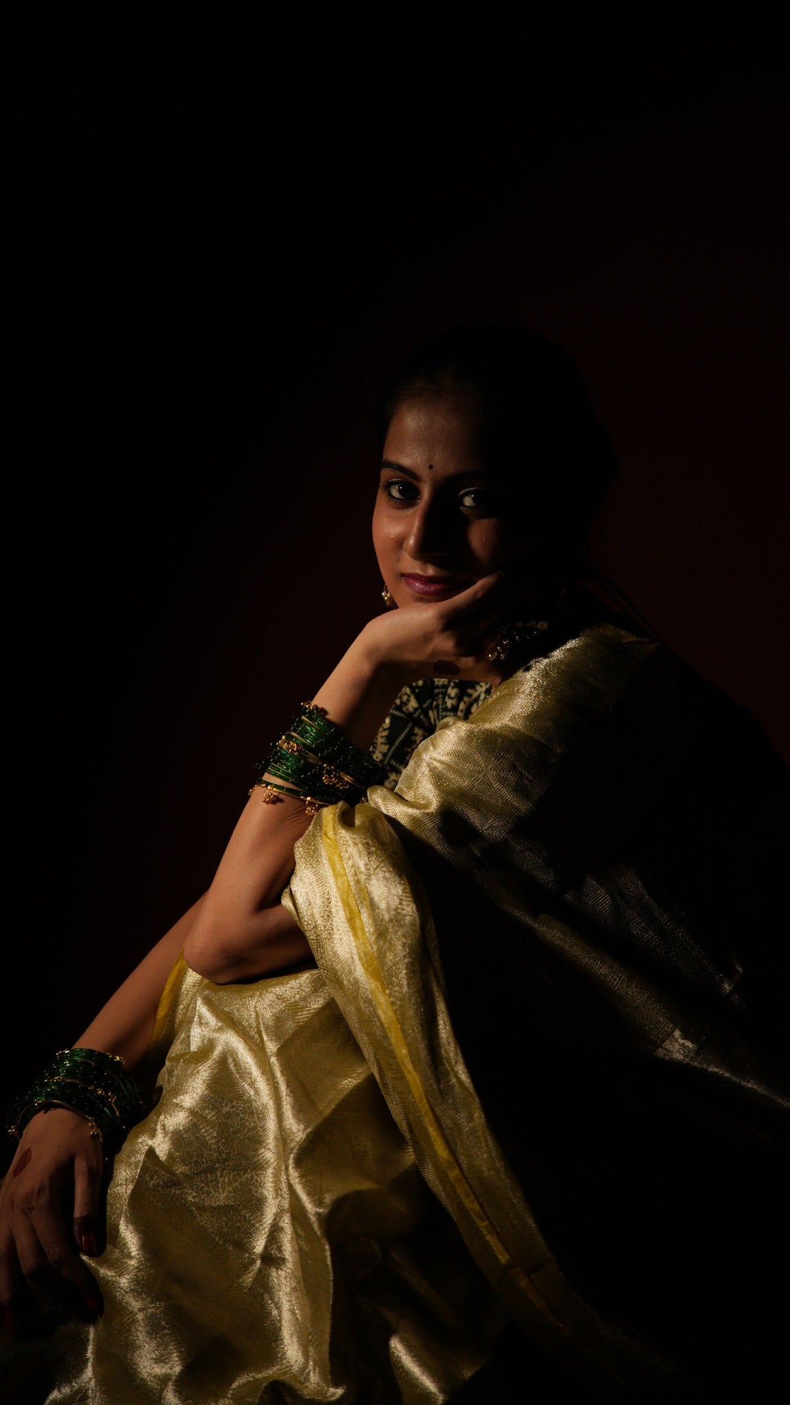 Antique Gold Tissue Silk Saree