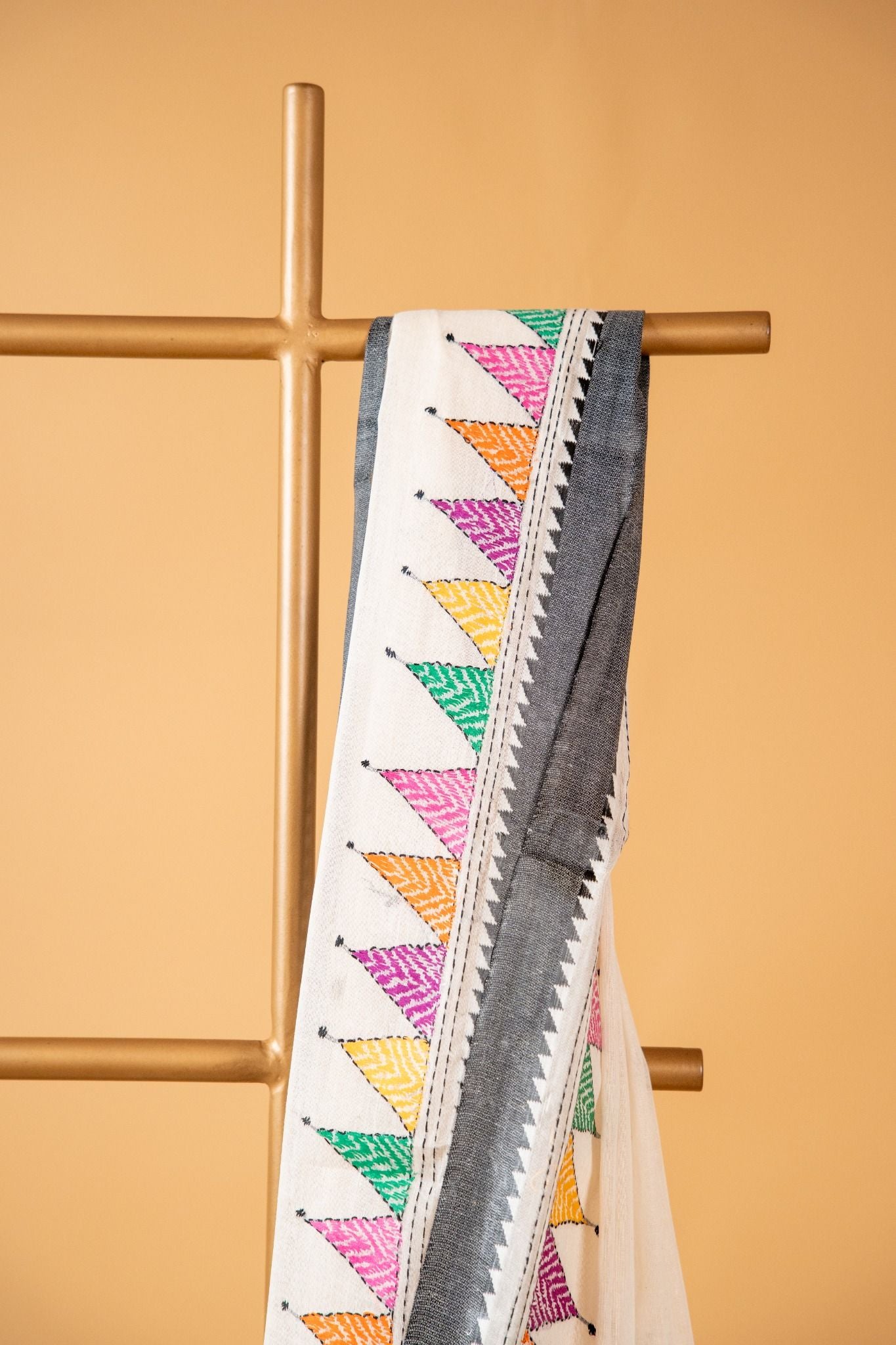 Multicoloured Pure Kantha Cotton Saree - Atulyakarigari