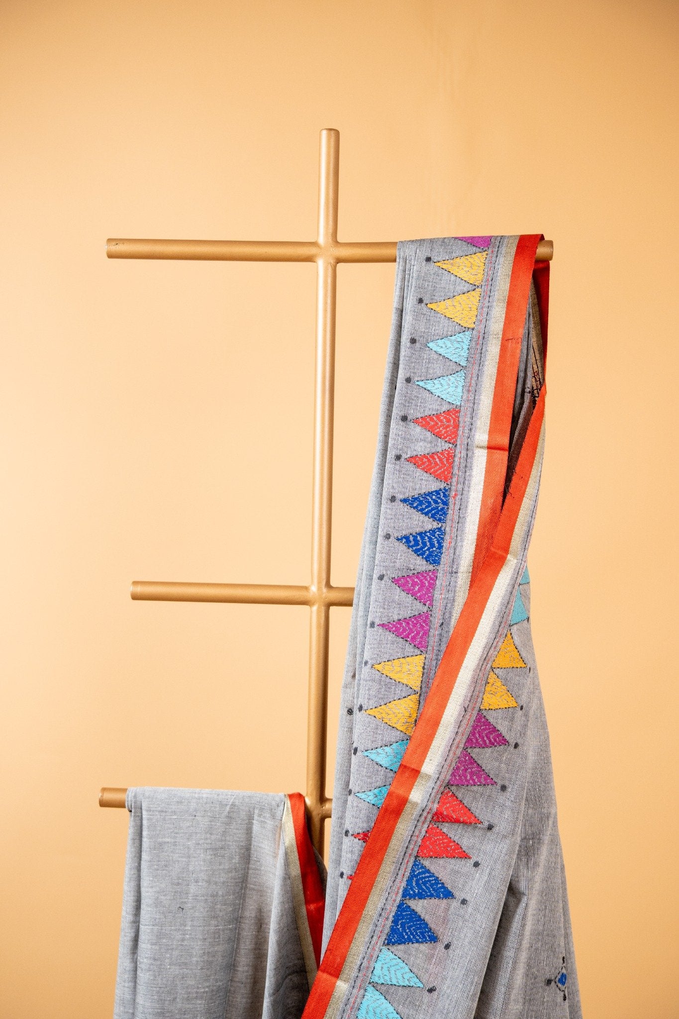 Pure Kantha Cotton Saree with Multicoloured Hand Embroidery