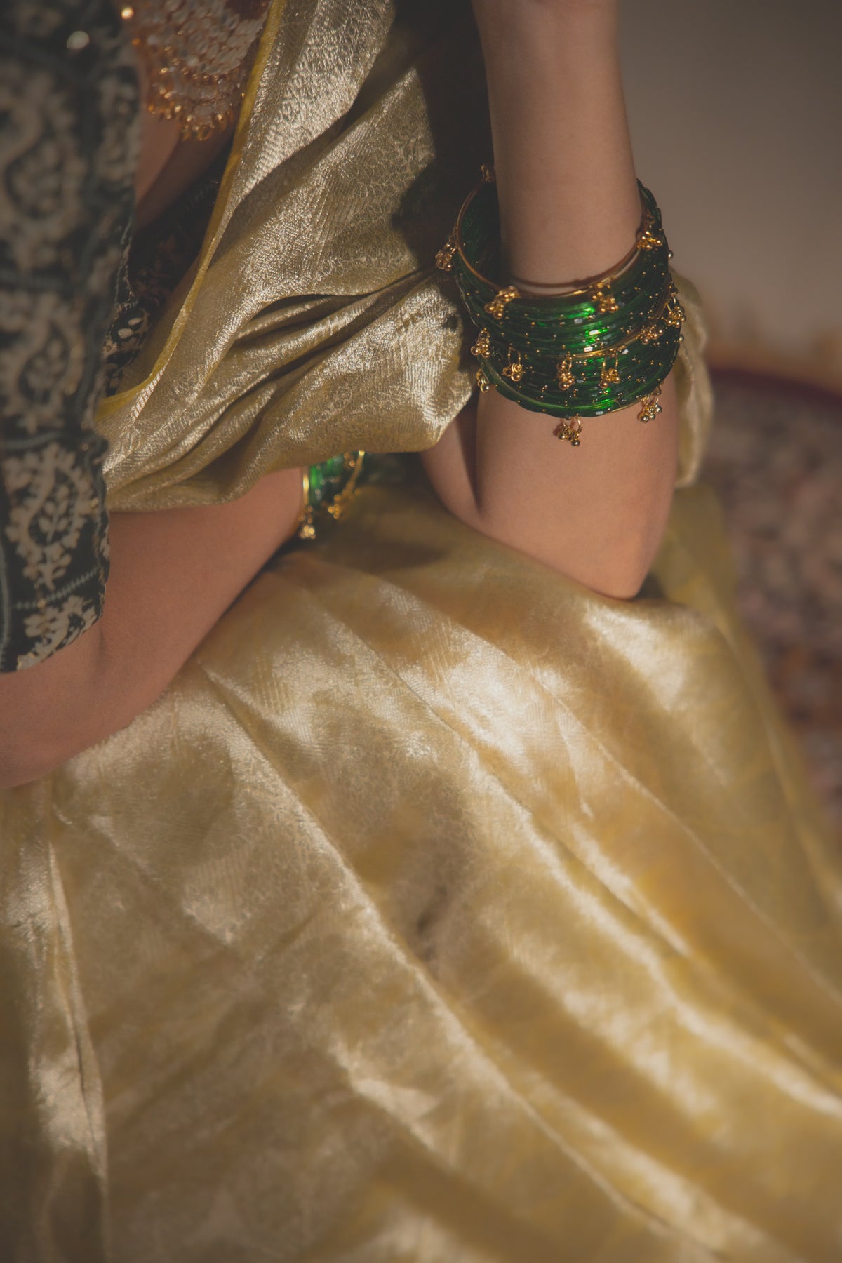 Antique Gold Tissue Silk Saree