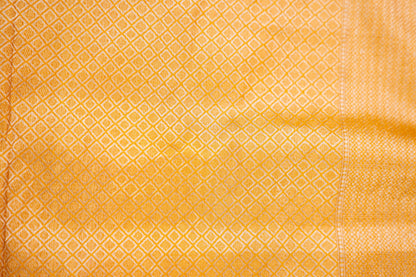 Mustard Yellow Katan Silk Banarasi Saree with Floral Buta & Zari Border - Atulyakarigari