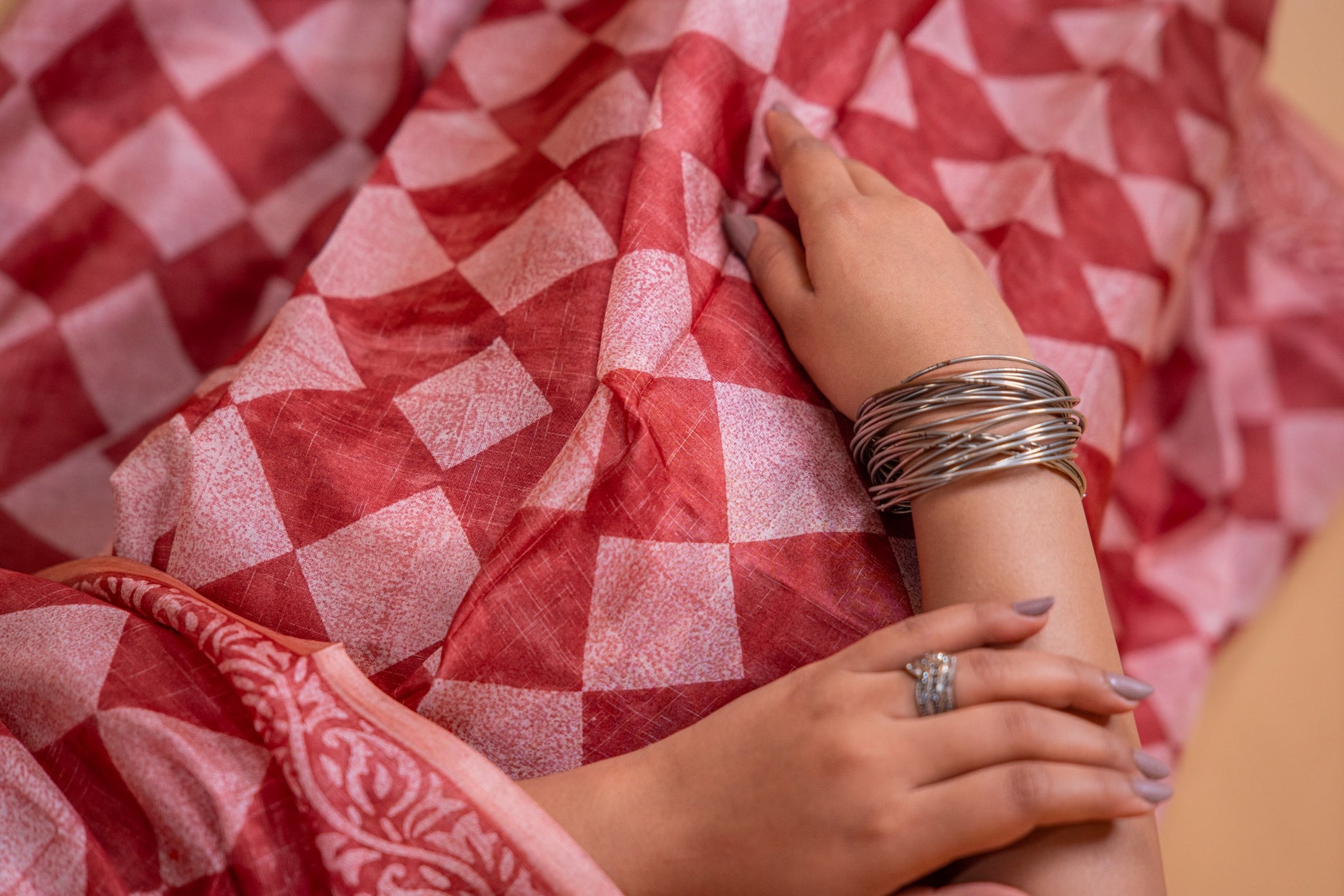 Brown Handwoven Pure Matka Silk Saree with Hand Block Print - Atulyakarigari