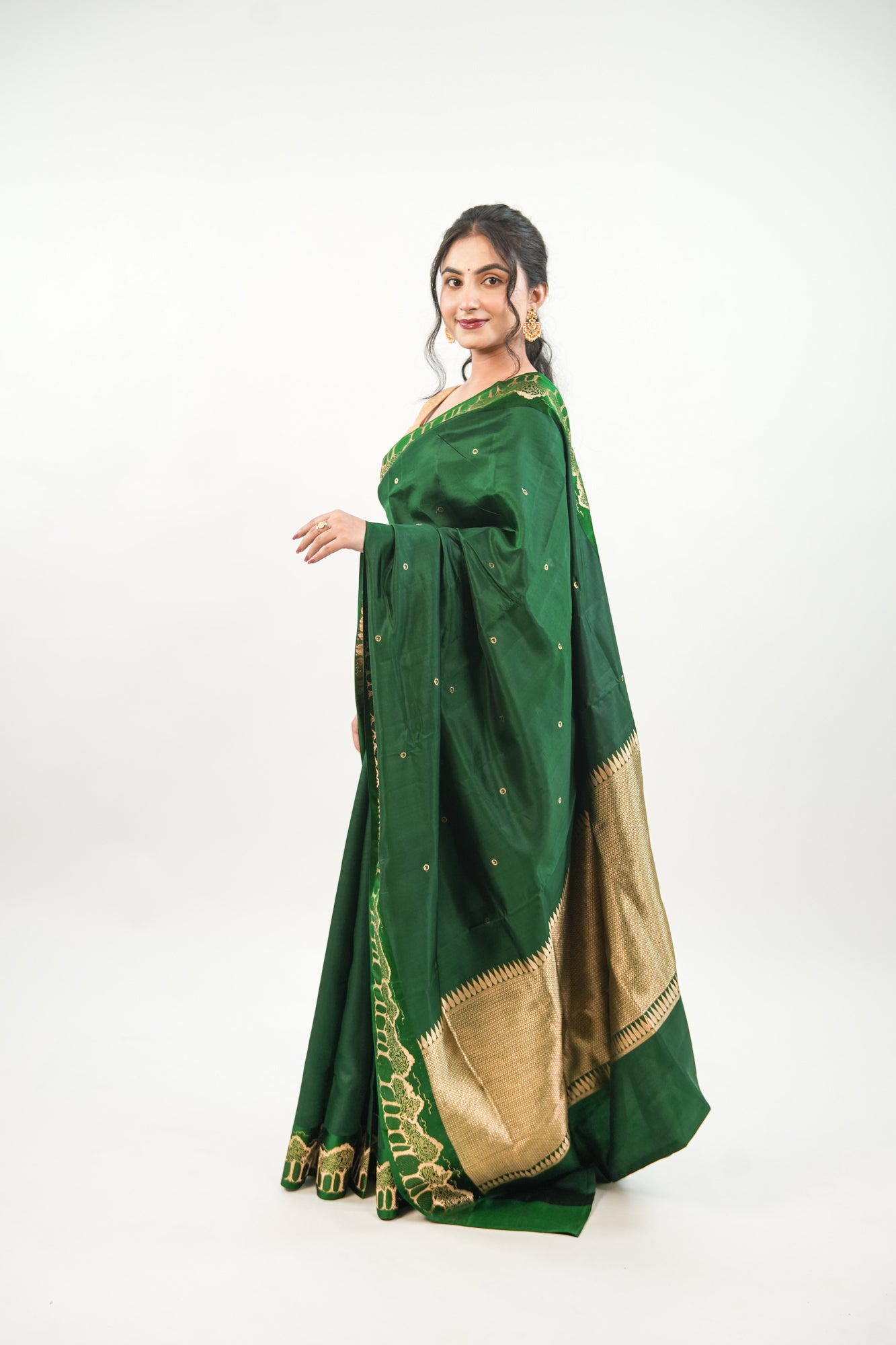 Electric Violet Banarasi Silk Saree with Peacock Medallion Border