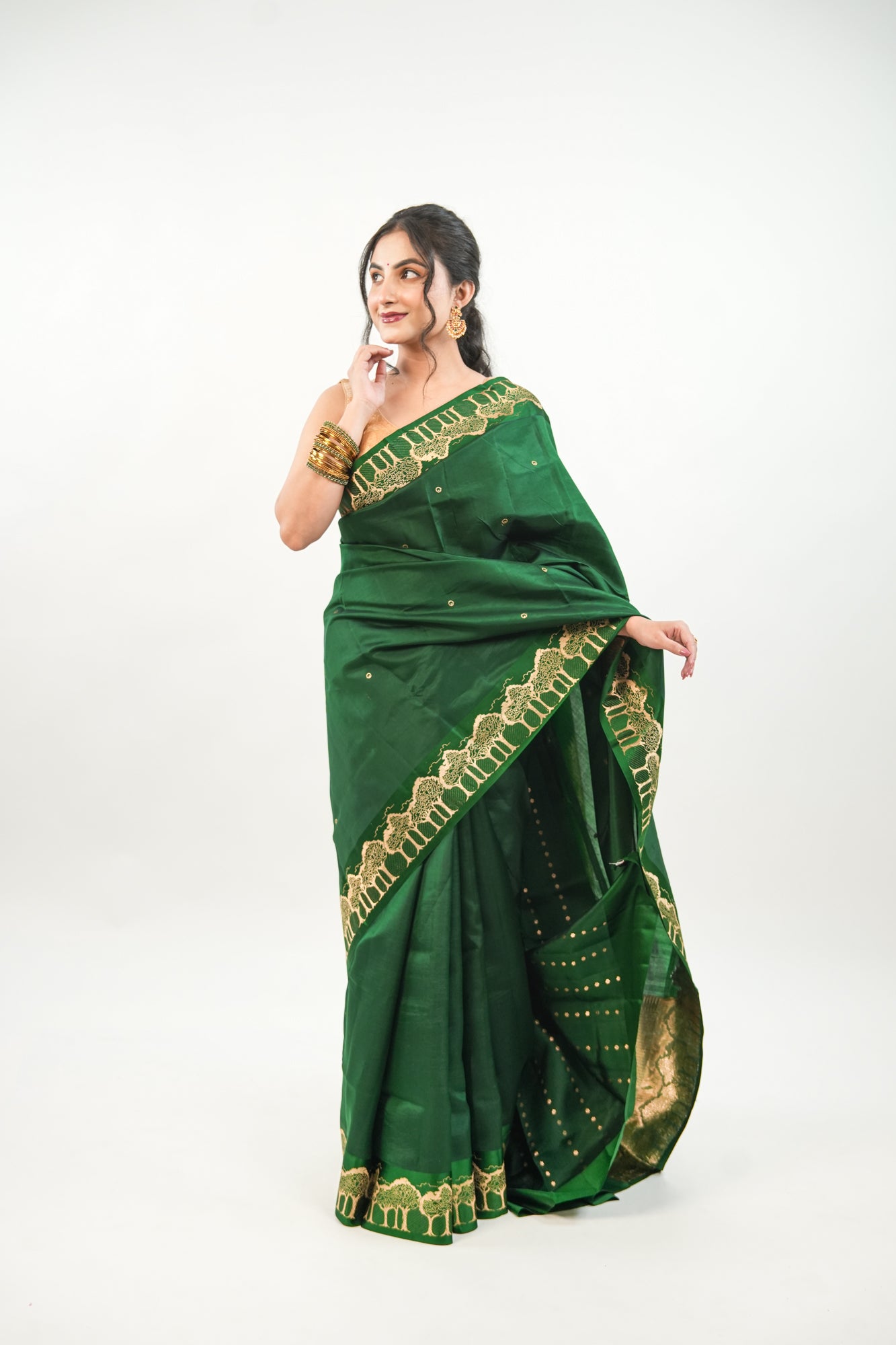 Electric Violet Banarasi Silk Saree with Peacock Medallion Border
