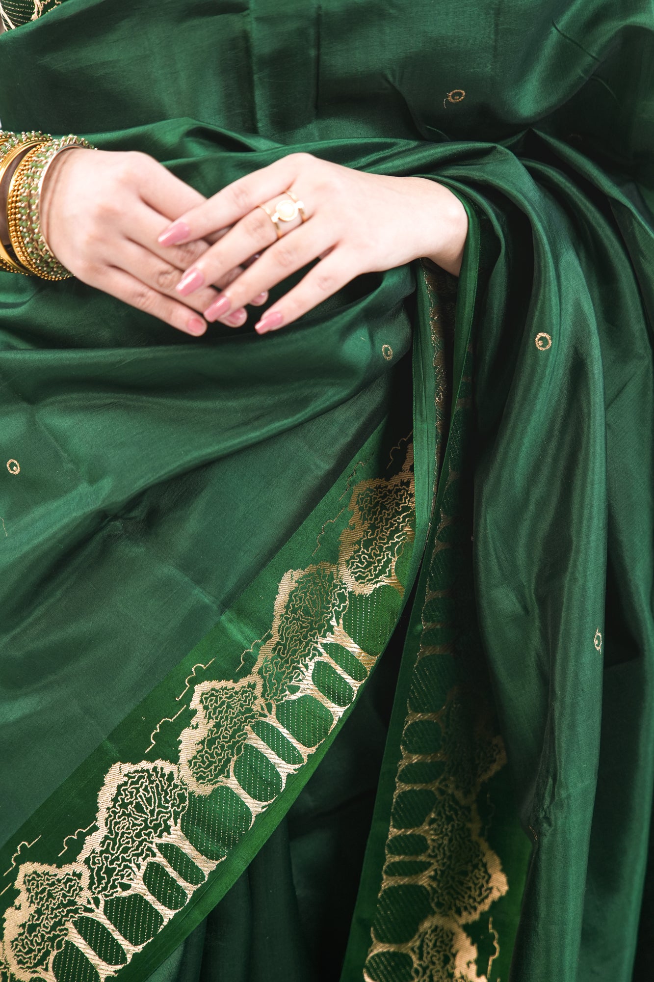 Electric Violet Banarasi Silk Saree with Peacock Medallion Border