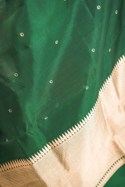 Electric Violet Banarasi Silk Saree with Peacock Medallion Border