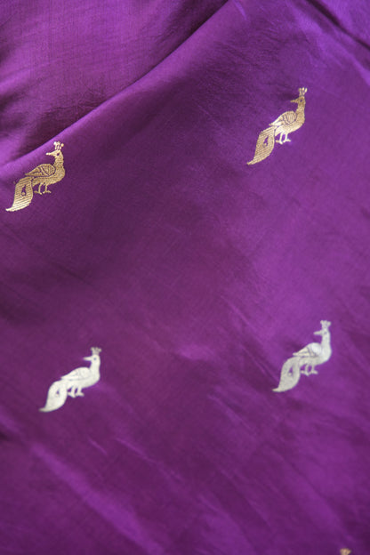 Royal Purple Banarasi Silk Saree with Twin Peacock Tree Motif