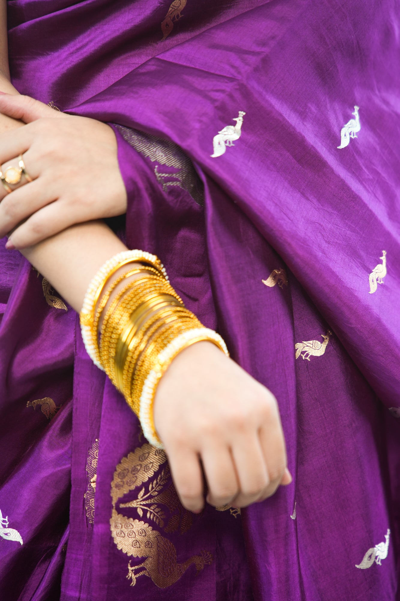 Royal Purple Banarasi Silk Saree with Twin Peacock Tree Motif
