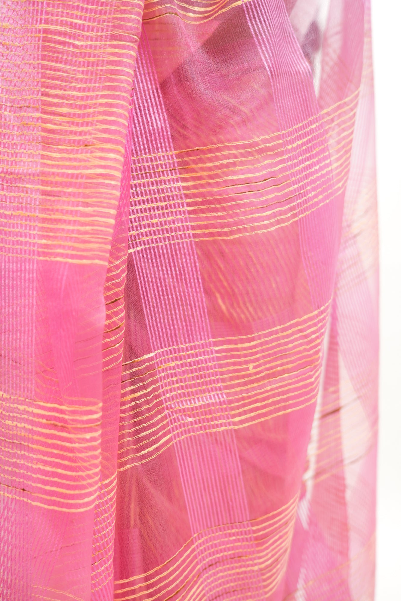 Onion Pink Ghicha Tussar Saree with Contrast Tassels