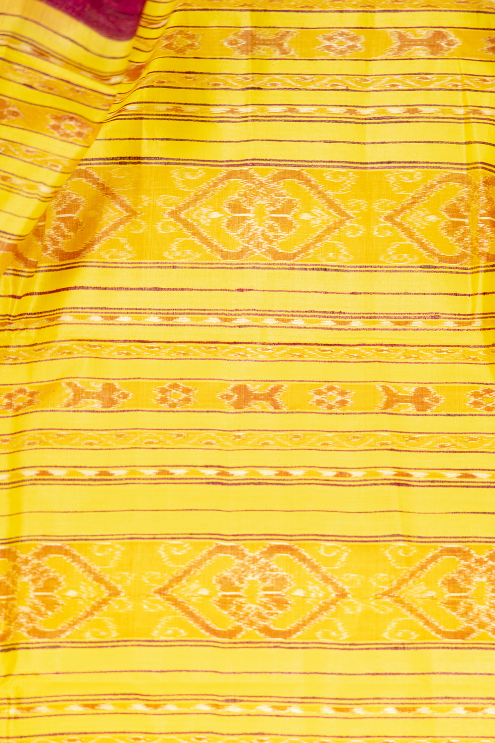 Wine Magenta Tussar Silk Saree with Yellow Temple Border