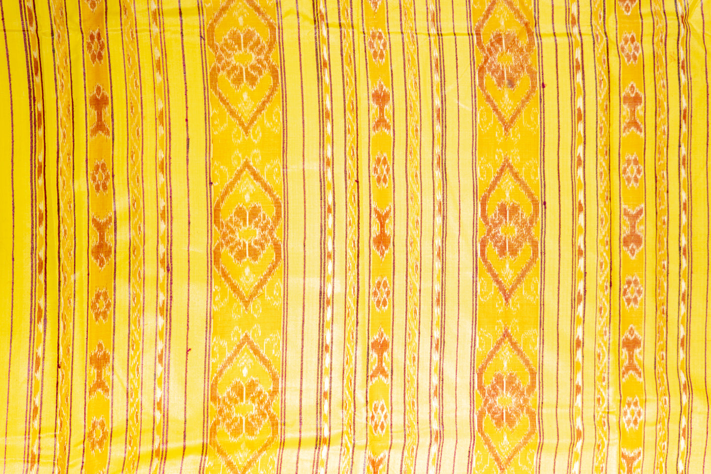 Blood Red Tussar Silk Saree with Yellow Temple Border