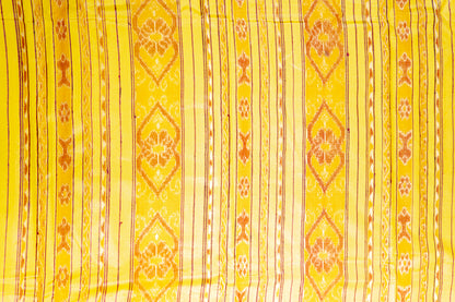 Blood Red Tussar Silk Saree with Yellow Temple Border