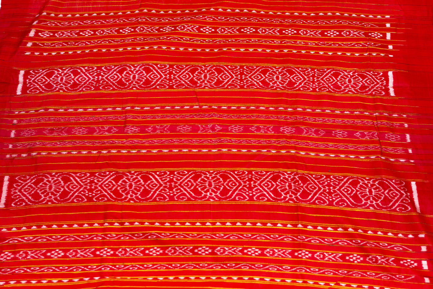 Mustard Yellow Tussar Silk Saree with Red Temple Border