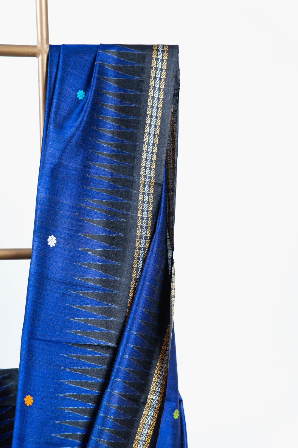 Royal Purple Tussar Silk Saree with Black Temple Border