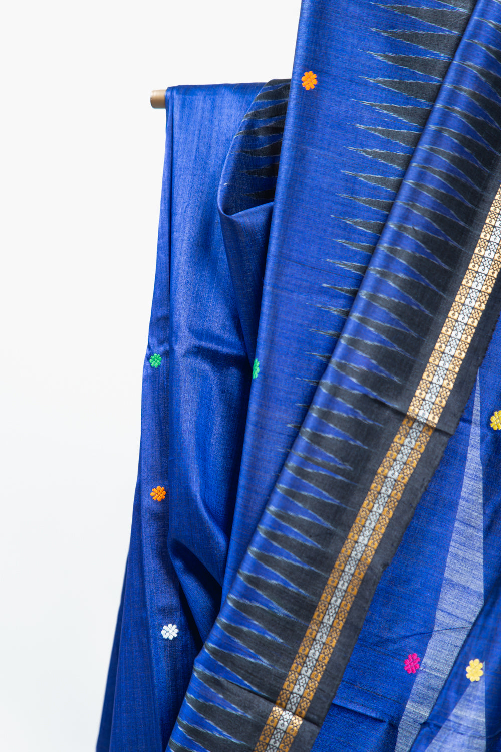 Royal Purple Tussar Silk Saree with Black Temple Border