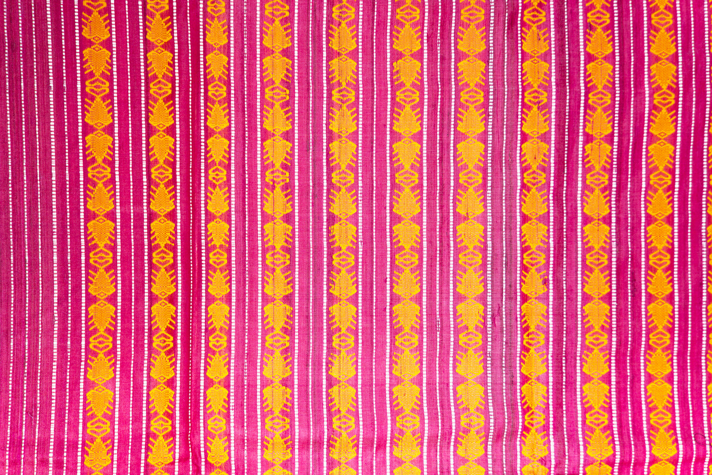 Muted Fuchsia Tussar Silk Saree with Mustard Geometric Motif