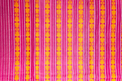 Muted Fuchsia Tussar Silk Saree with Mustard Geometric Motif