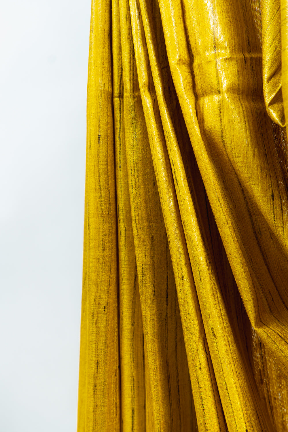 Mustard Yellow Tussar Silk Saree with Brown Temple Border
