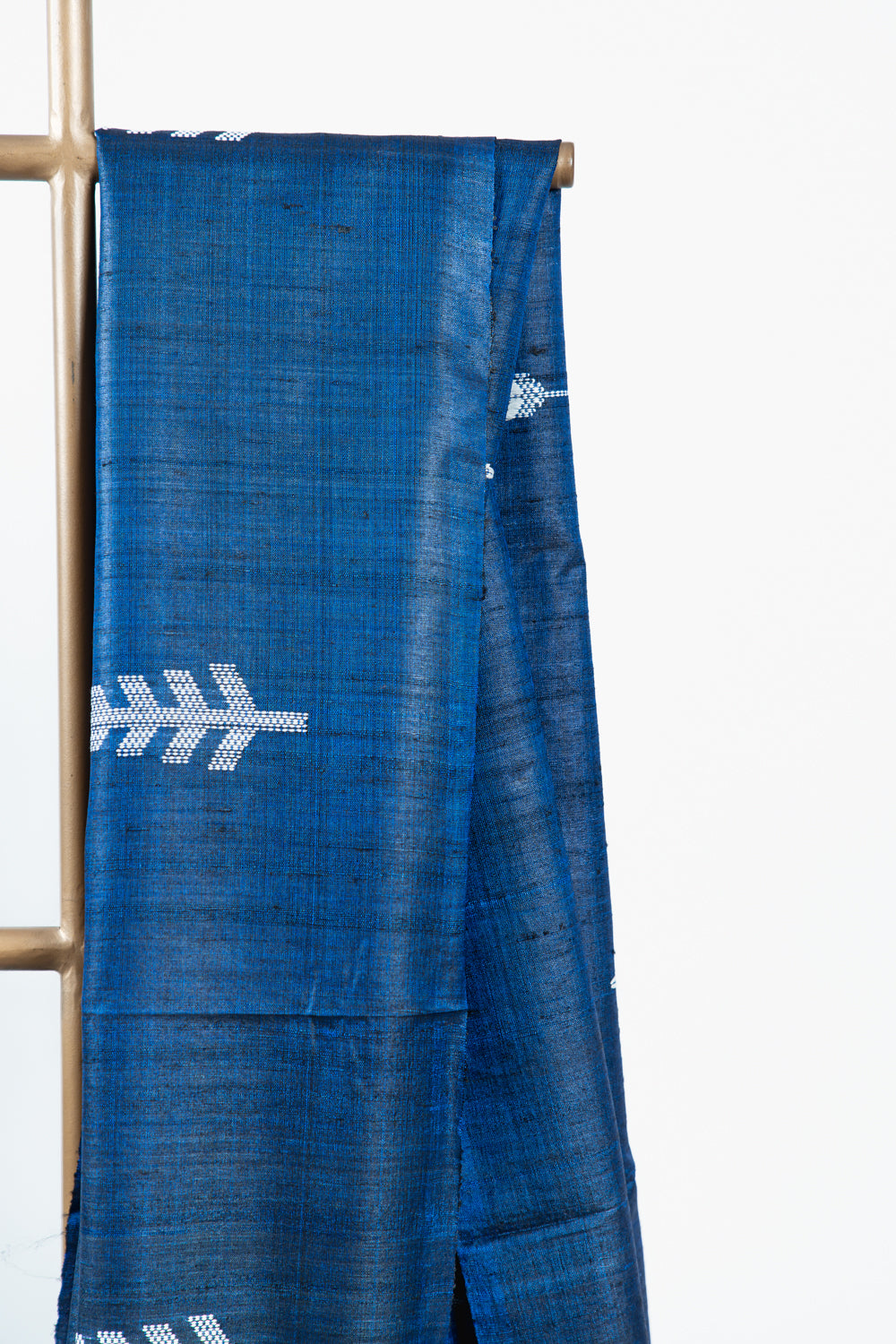 Midnight Navy Tussar Silk Saree with Vertical Fish Ikat
