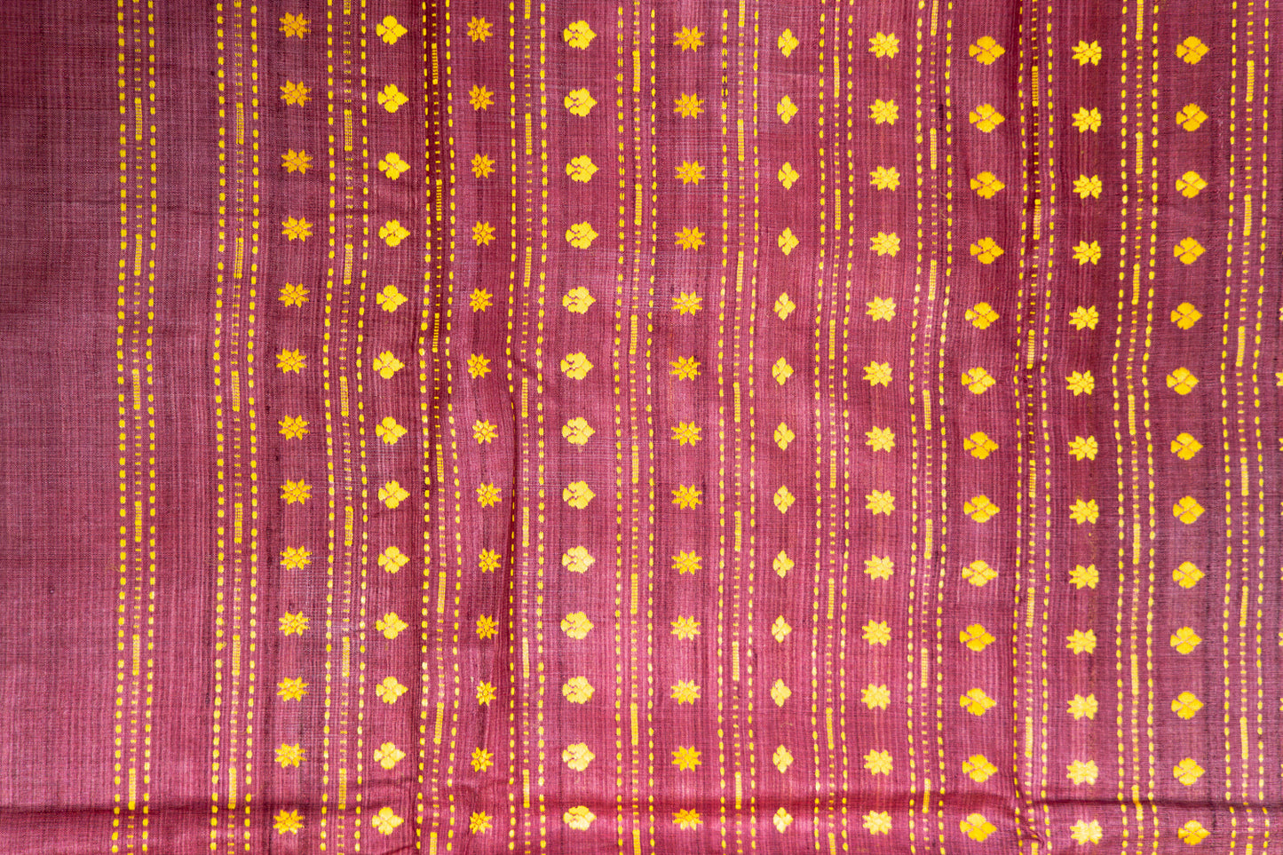 Crimson Red Tussar Silk Saree with Gold Pinstripes