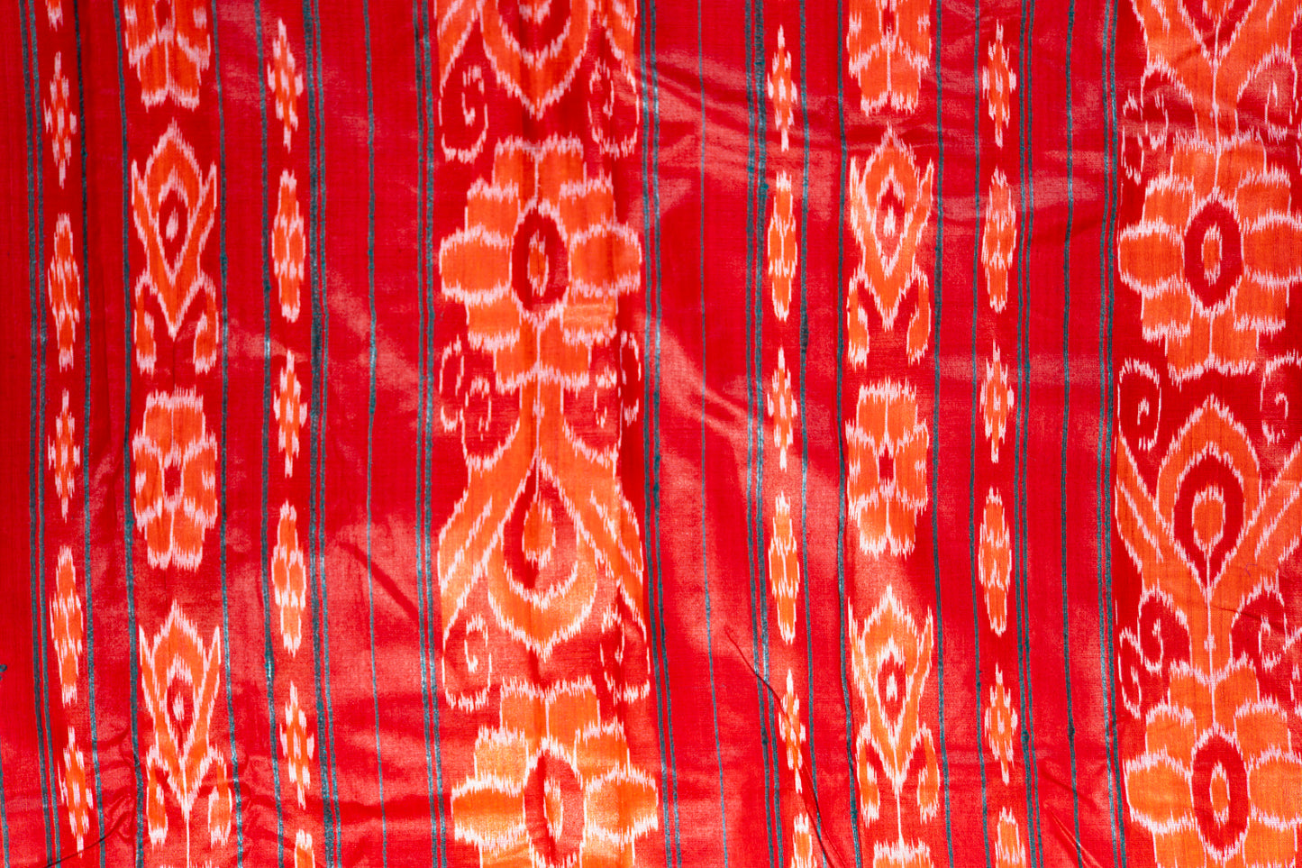 Sea Green Tussar Silk Saree with Crimson Temple Border