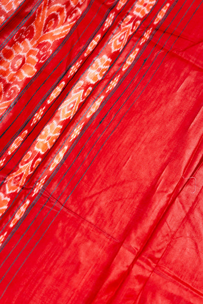 Sea Green Tussar Silk Saree with Crimson Temple Border