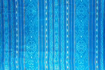 Crimson Red Tussar Silk Saree with Electric Blue Temple Border