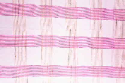 Dusty Rose Ghicha Tussar Saree with Golden Grid Weave