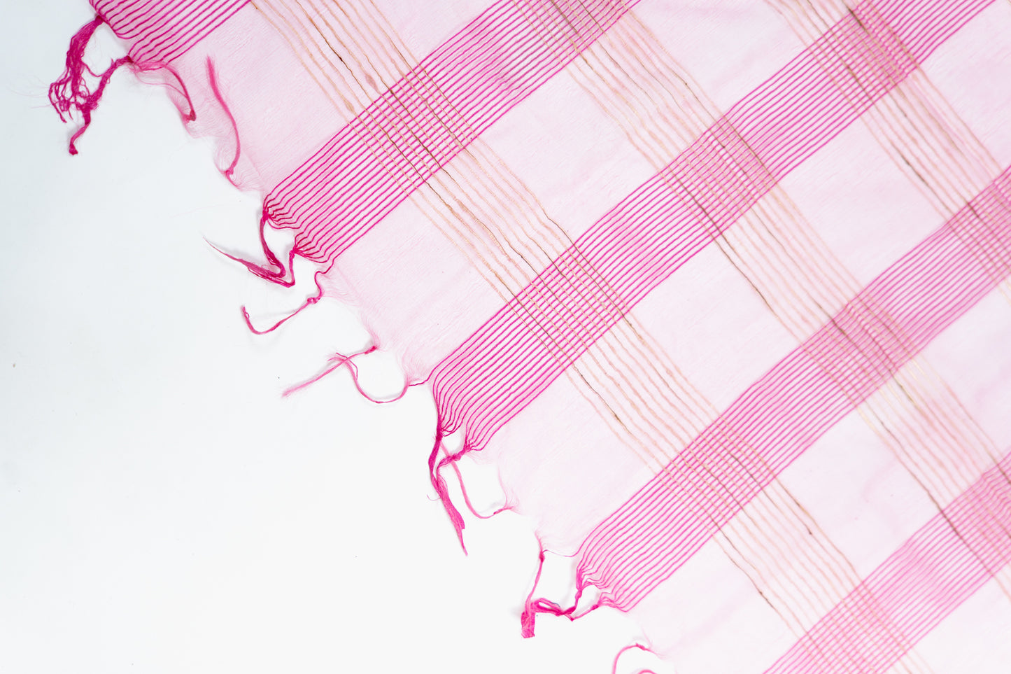 Dusty Rose Ghicha Tussar Saree with Golden Grid Weave