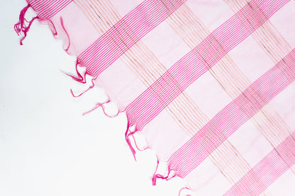 Dusty Rose Ghicha Tussar Saree with Golden Grid Weave