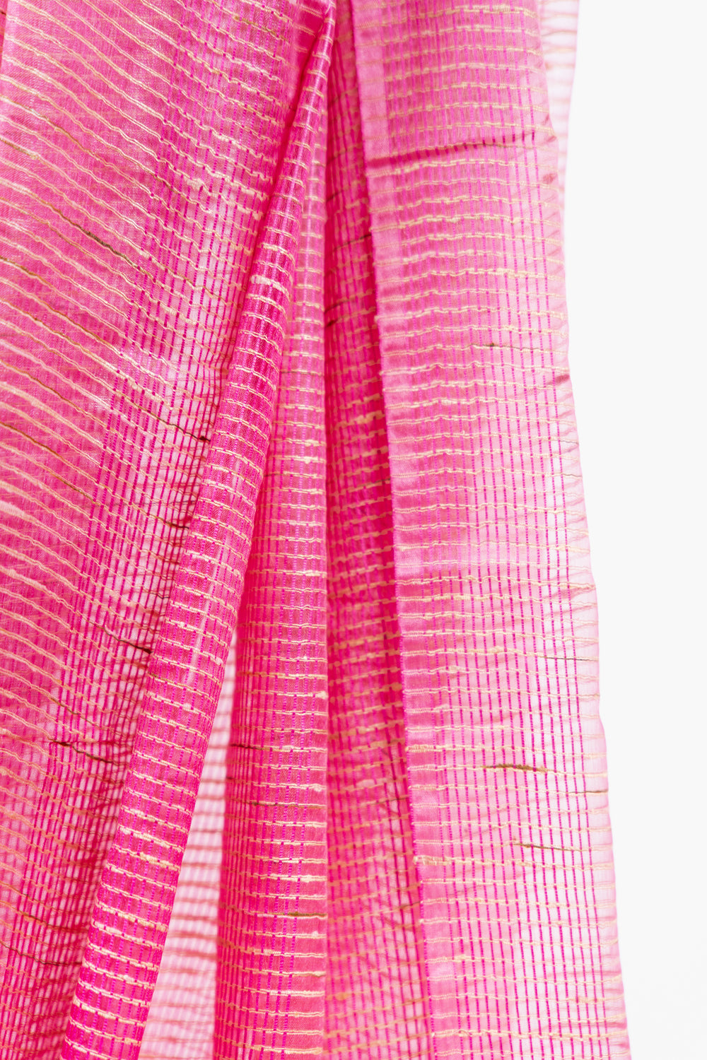 Dusty Rose Ghicha Tussar Saree with Golden Grid Weave