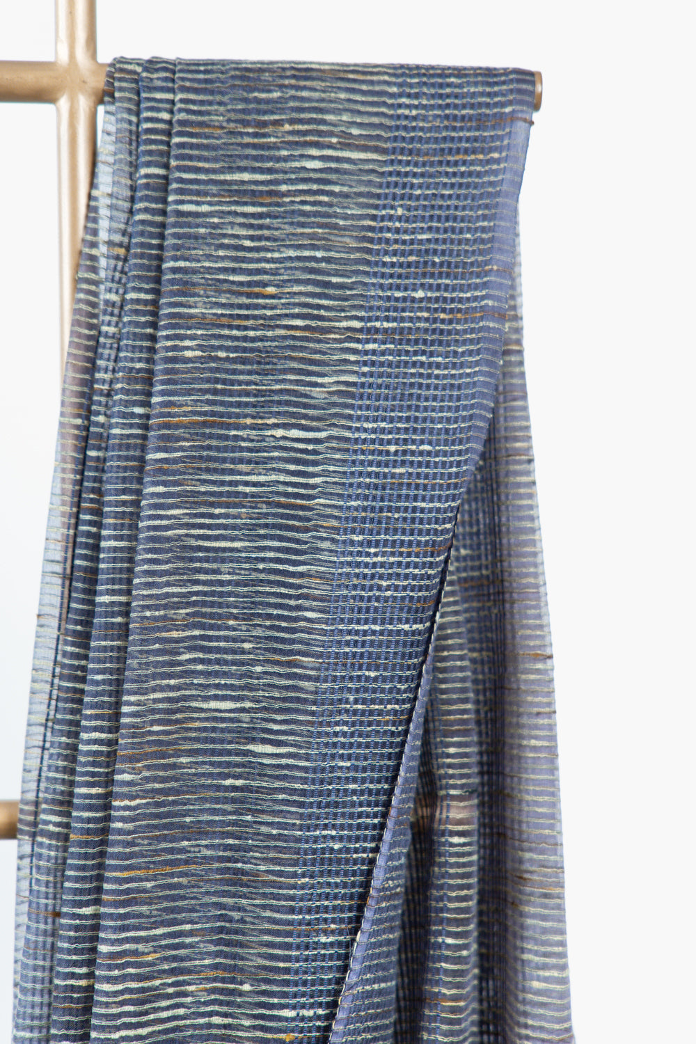 Deep Purple Ghicha Tussar Saree with Charcoal Panels