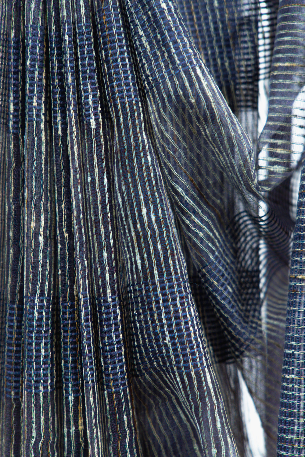 Deep Purple Ghicha Tussar Saree with Charcoal Panels