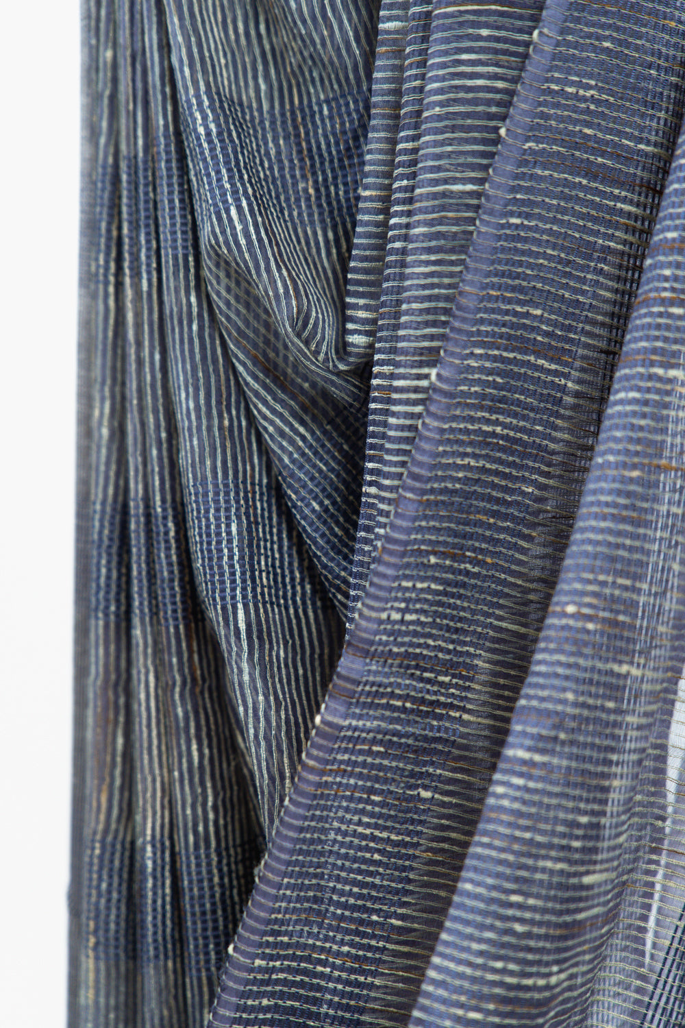 Deep Purple Ghicha Tussar Saree with Charcoal Panels