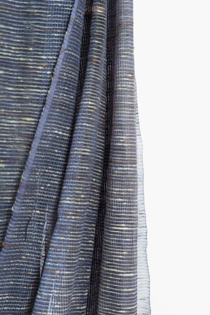 Deep Purple Ghicha Tussar Saree with Charcoal Panels