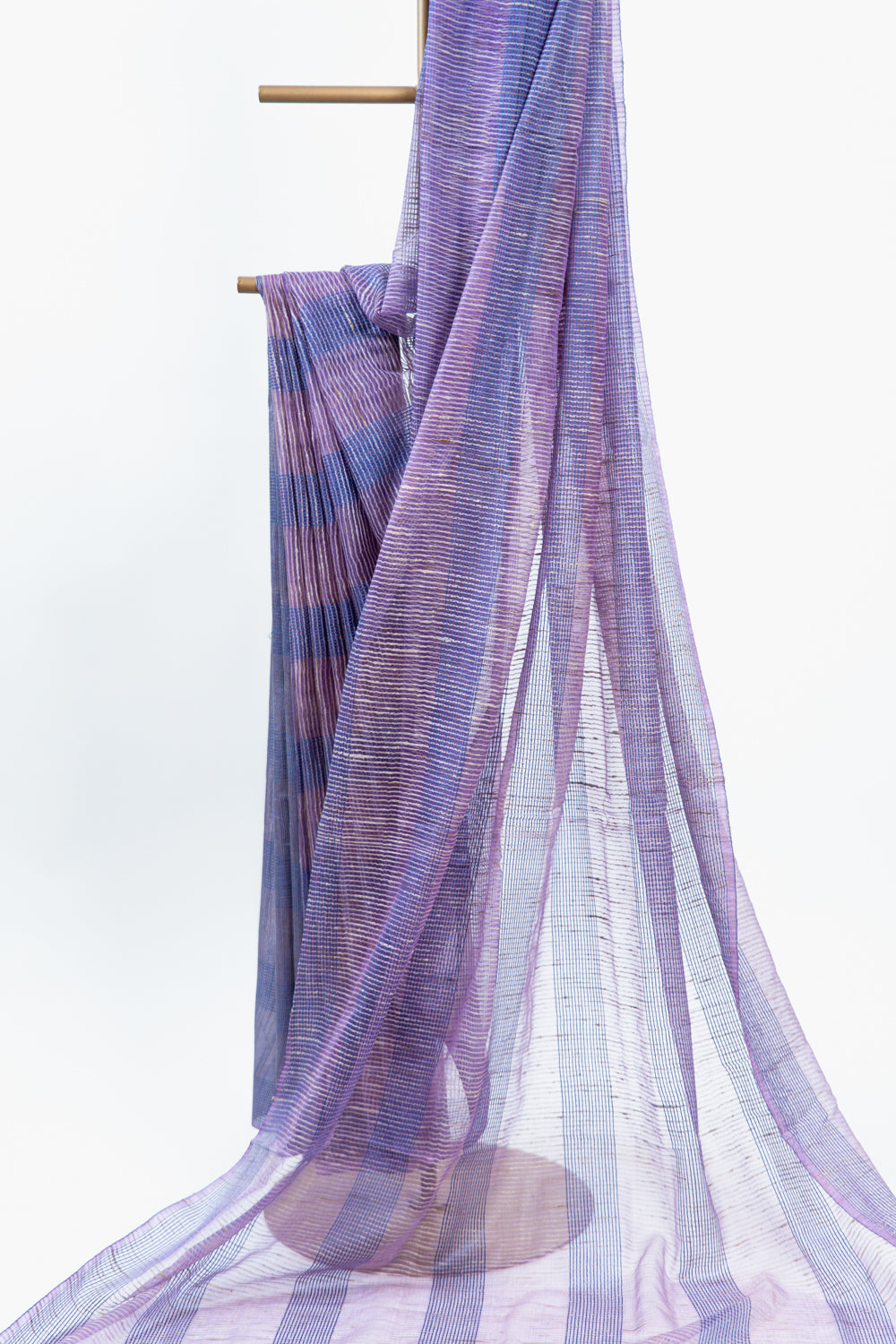 Indigo Navy Ghicha Tussar Saree with Gold Check Weave